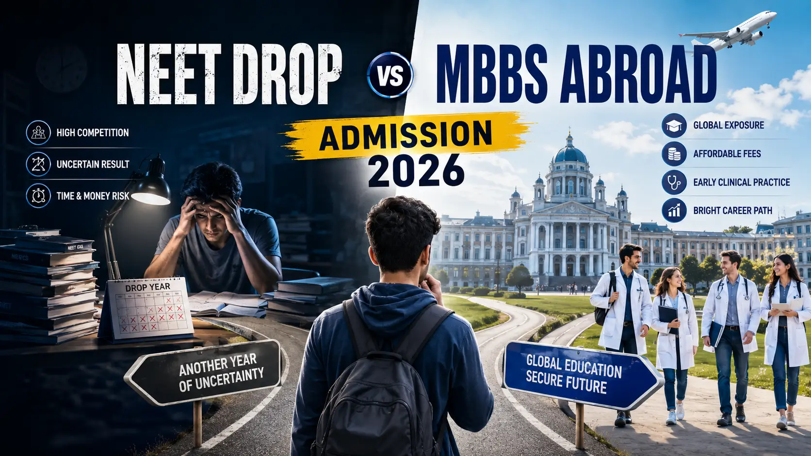 NEET Drop vs MBBS Abroad Admission 2026: Fees, Rank, NMC Rules and Which Is Better